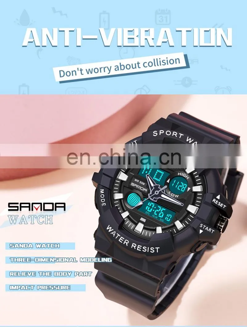 SANDA 3037 Ladies Mens Analog Digital Watches Military Waterproof Clock Casual Watch Women