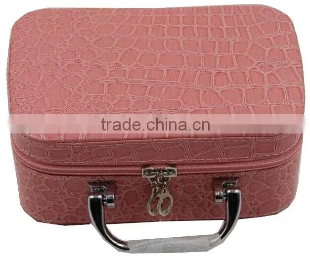Colorful Leather makeup travel carrying case, makeup train artist storage box, Hard Shell Leather Beauty vanity case bag