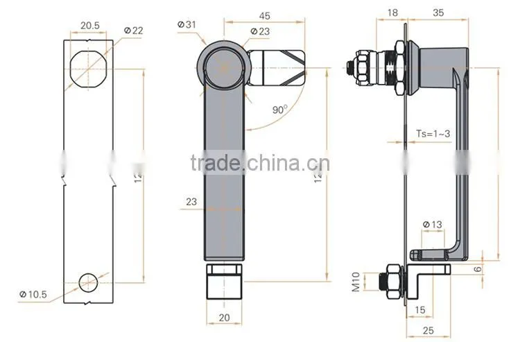 CE RoHS 2015 FEILEI MS868 China factory black powder zinc alloy cabinet L handle lock with padlock device
