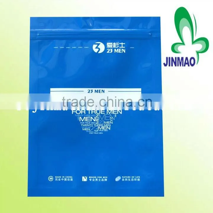 Clothing packaging bag with one side clear and foil inside