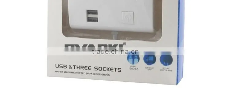 New Factory Price 3 Sockets Car Cigarette Lighter DC Power 12V 24V Car Cigarette for iPhone usb car charger with Dual USB Ports