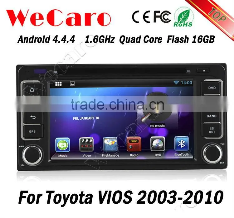 6.2 inch Android 4.4.4 HD 1024*600 touch screen car gps navigation fortoyota vios 2 din car dvd player With WIFI 3G internet