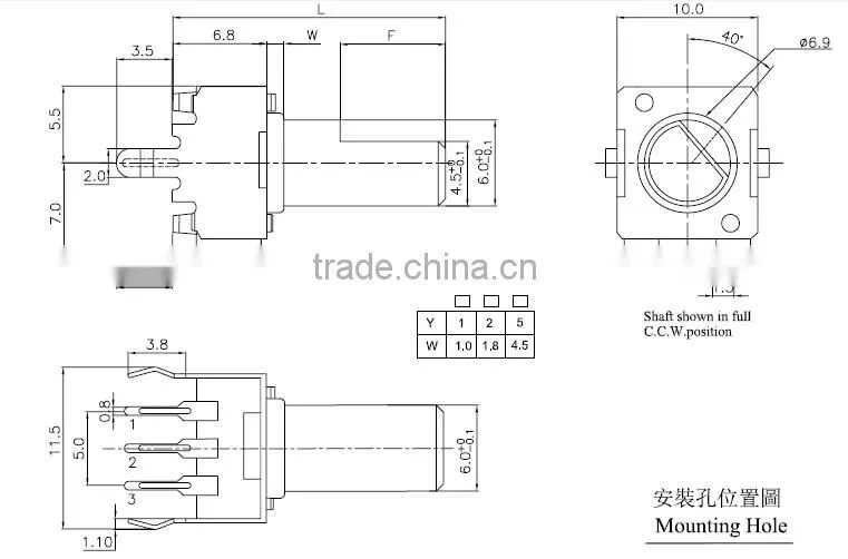 9MM b500k low cost rotary potentiometer with switch light switch
