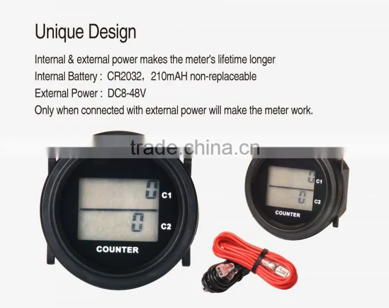 Digital round DC 8-48V counter and counter for Marine forklift truck tractor cleaning van vehicle golf cart RL-HM005F