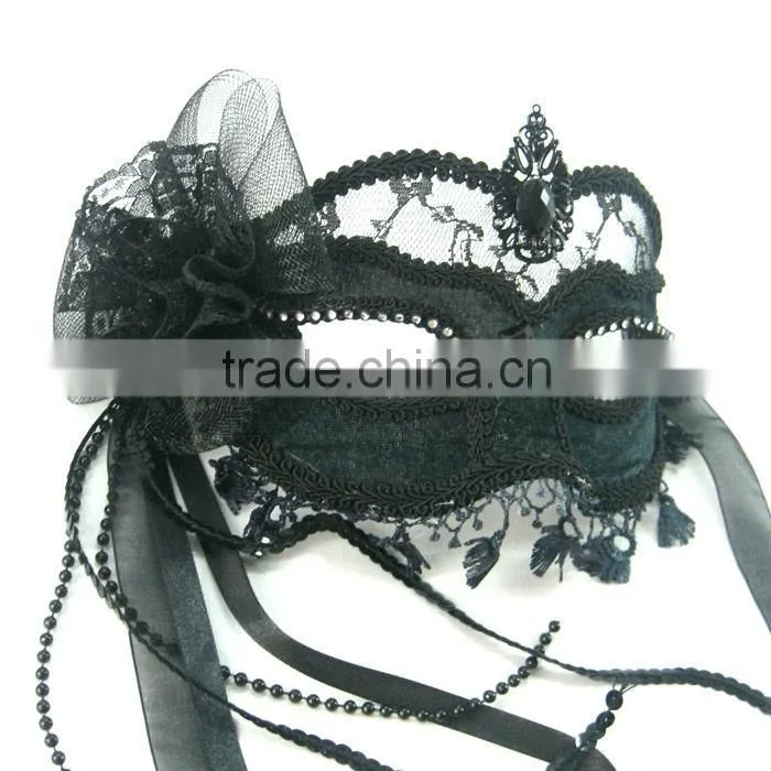 Handmade Black Lace Mask With Flower