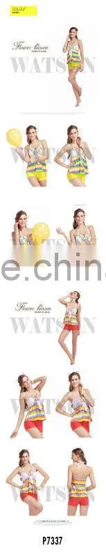 new fashion woman tankini swimwear top and bottom with printing