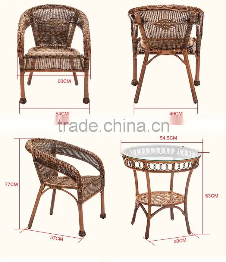 Outdoor Leisure Balcony Metal Coffee Table Rattan Dining Chair Rattan Cane Furniture