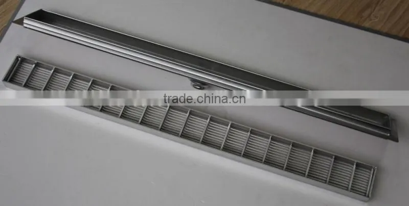 B Series Tiled On Flange Linear Stainless Shower Drain With Wedge Wire Cover