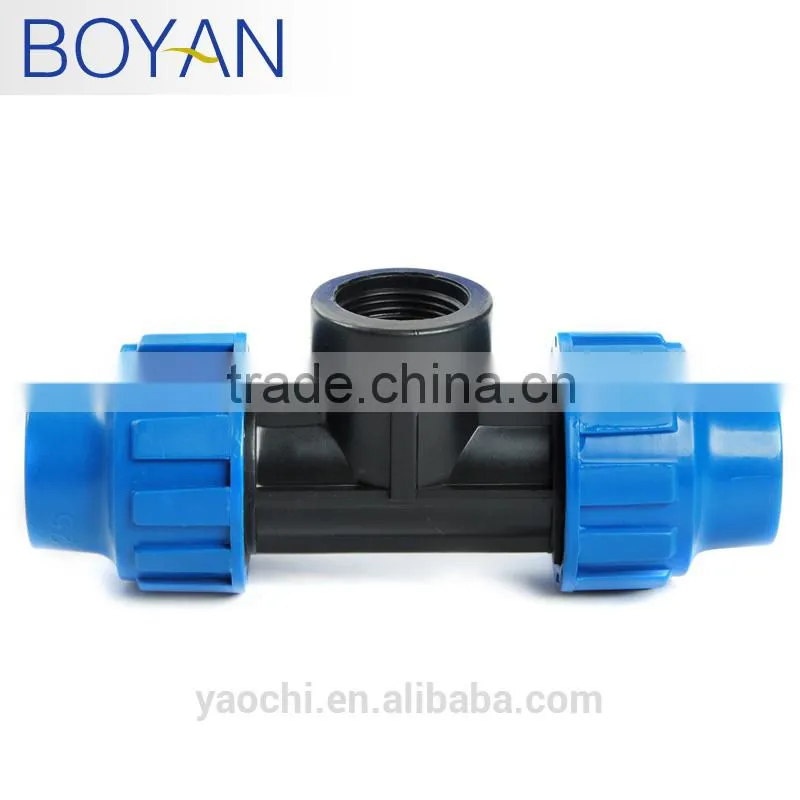 compression fitting female thread reducing pp tee