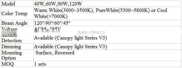 Outdoor Energy Efficient LED Lighting Gas Station Lights for Petrol Stations or Petrol Station with CE ROHS PSE