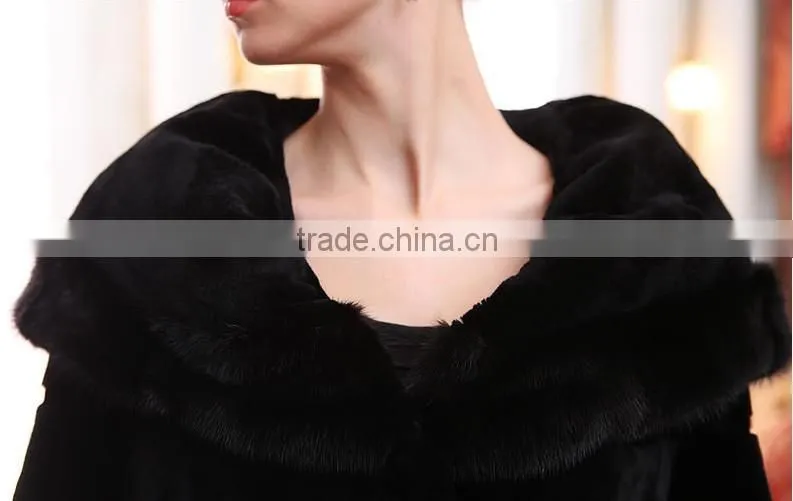 rex14016 100% real women rex rabbit fur coat black