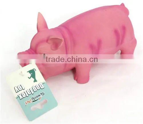Colored latex pig with real sound dog toy display pink pig dog toy