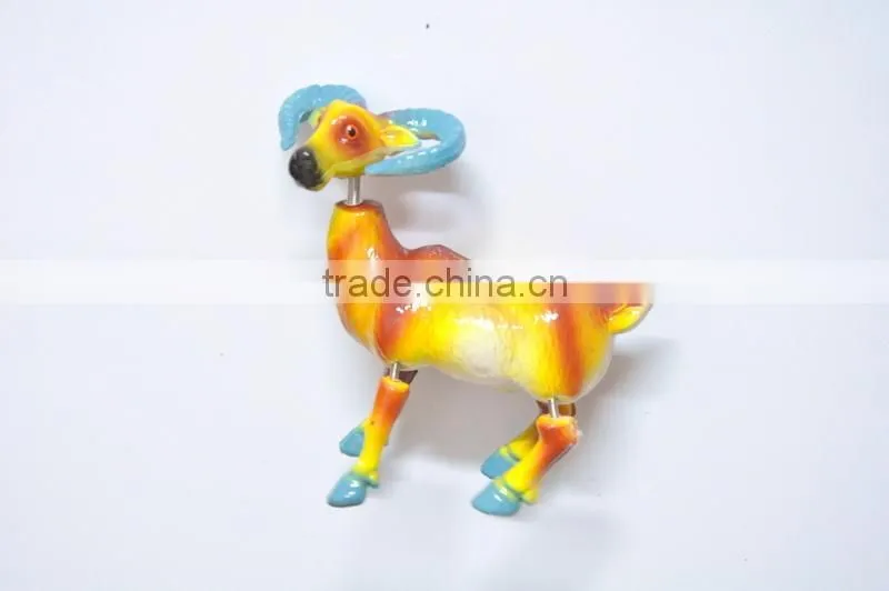 4 inch Pearl Powder Colorful Goat Plastic Fridge Magnets