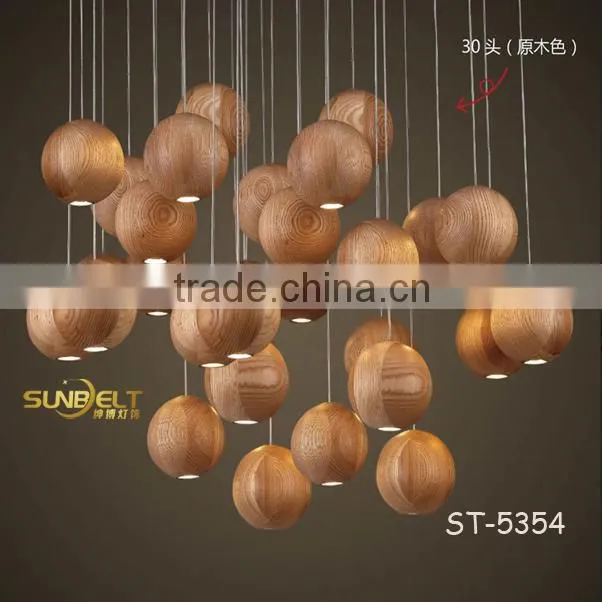 ST-5354 Sunbelt manufacturer's premium wooden pendant Light ,7 Head Round Ball Ceiling Light, Dinning Room Hanging Lamp