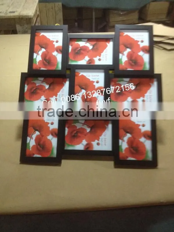 wholesale handmade 9 openings Wood MDF collage photo frame