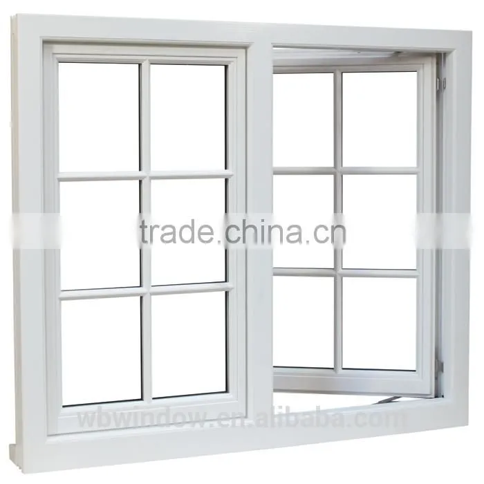 PVC casement window with grill design