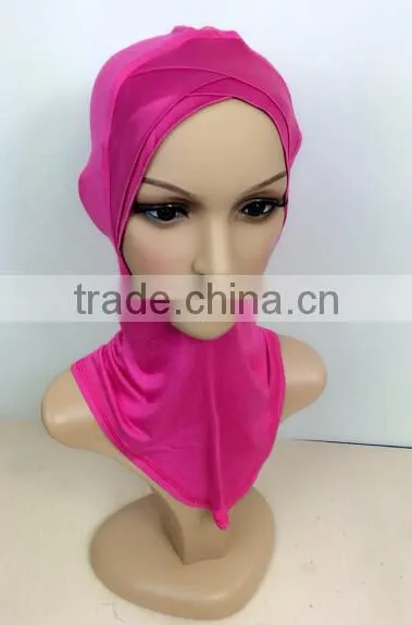 C063 new style satin double crossover ninja inner underscarf,full underscarf to cover neck