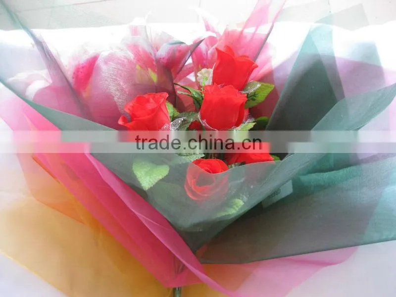Colorful Organza Sheets for flower wrapping with hot cut edge