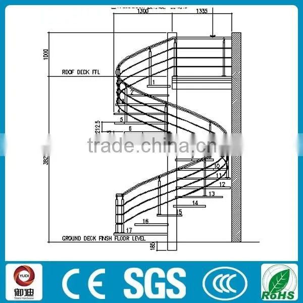 stairs design indoor,decorate steel wood stairs --Customized in YUDI