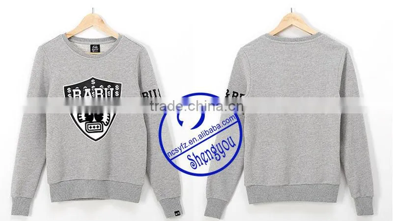 2015 Custom Mens Plian Long Sleeve Pullover Hoodie Sweatshirts with Printed