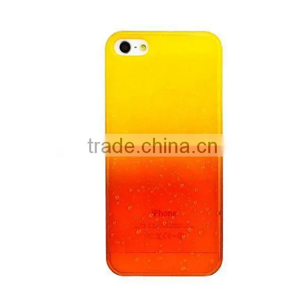 Set Screen Protector And Case For Iphone 5 , Hard Plastic Gradually Changing Color Raindrop Case