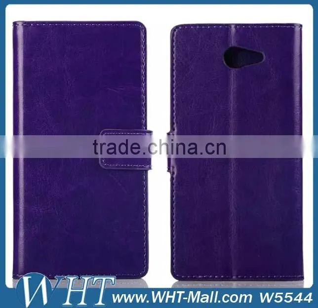 Leather Flip Cover Case for Sony Xperia M2 S50h Credit Card Slots Wallet Leather Case