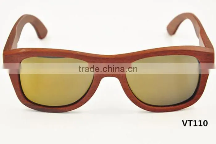 2016 round square retro UV400 color lens design bamboo wooden polarized sunglasses quality