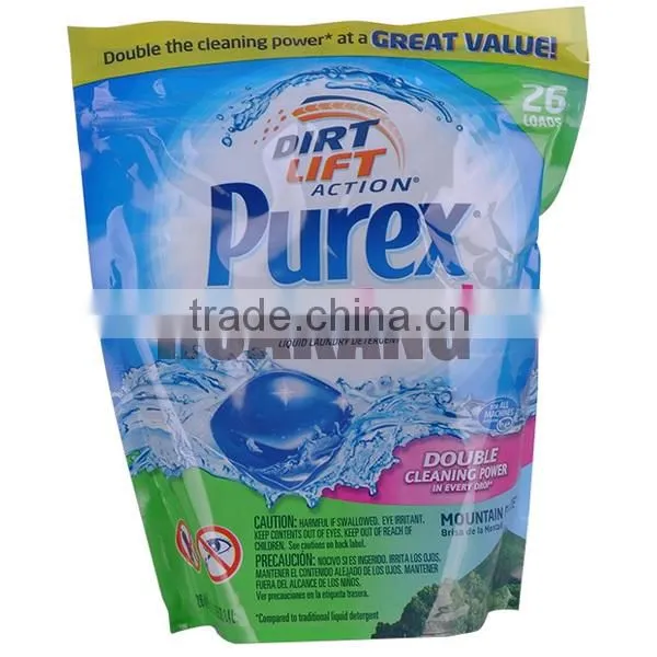 Stand up liquid detergent plastic pouch