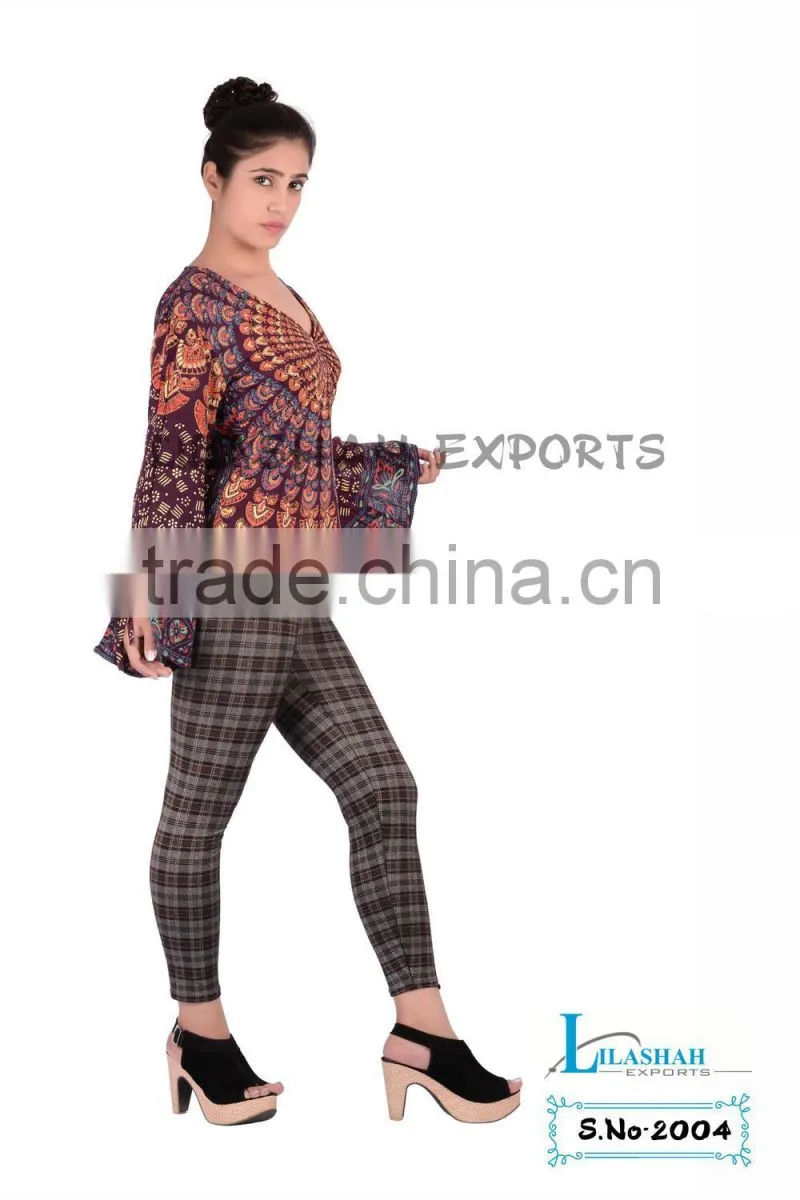 2004 Rayon Mandala Block Printed Top Supplier jaipur hand print tops dresses