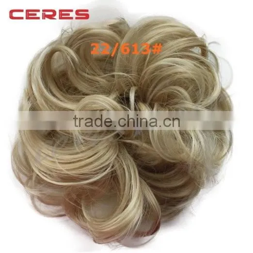 synthetic clip on messy hair bun extension chignon hair piece wig