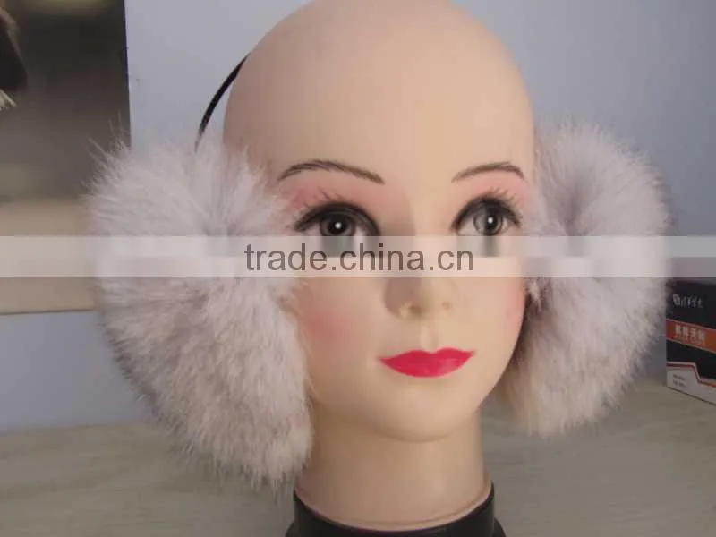multy color warm fox fur hat earmuffs