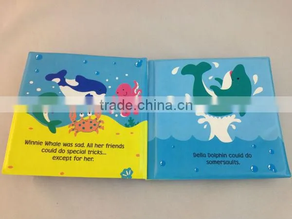 Eco-friendly plastic baby bath book, plastic flatable book