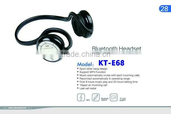 Bluetooth Headset with MP3 player KT-E68 with CE FCC ROHS certificate