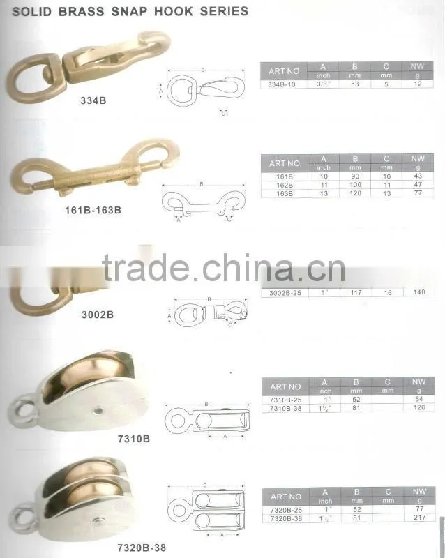 Solid Brass Snap Hooks - Brass Swivel - Quick Release, Spring Snap, Round Rings