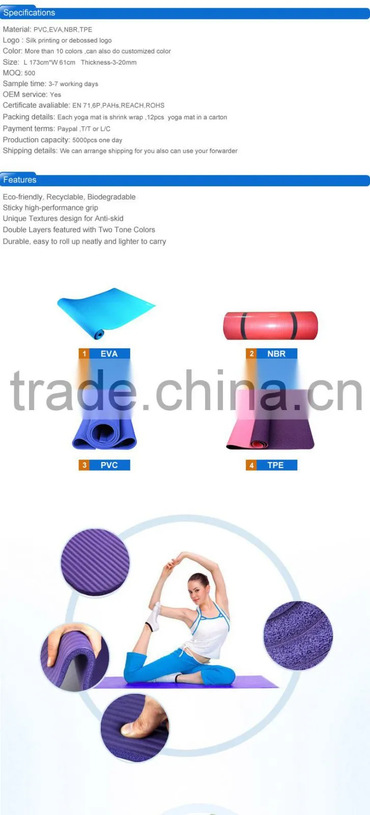 NBR blue yoga mat