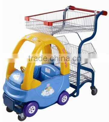 metal supermarket 180L Flat-pin plastic Shopping Cart trolley