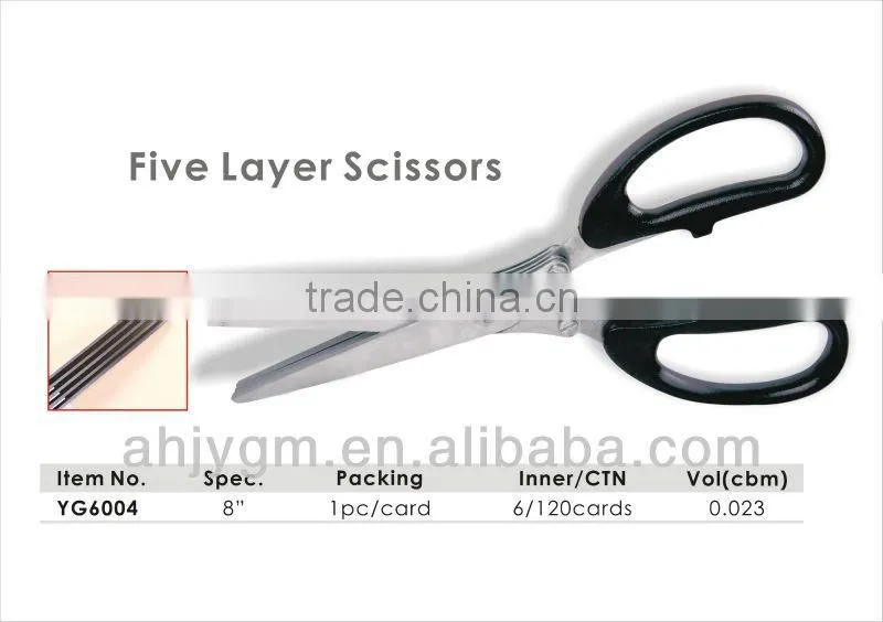 Good Quality 8" Five Blades Plastic Multi-function kitchen Scissors