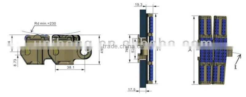 plastic roller chain for chain conveyor RO882TAB