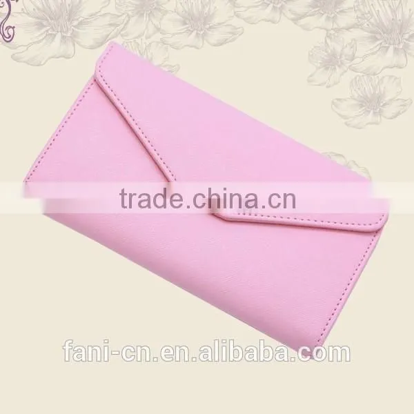 Wholesale multifunction cheap PU leather clutch purse with pen holder design for woman