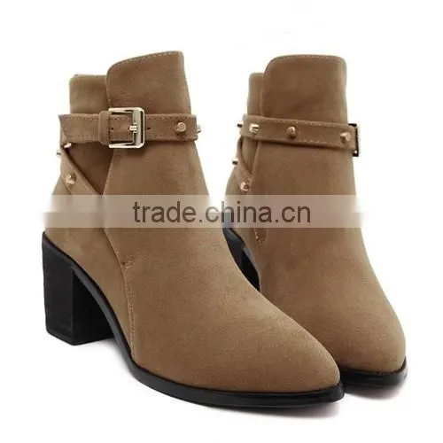 2016 new design women thick heel ankle boots suede women boots PC4405