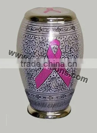 Handmade Stylish Metal Cremation Urns in small and large sizes in brass and aluminium with decoration