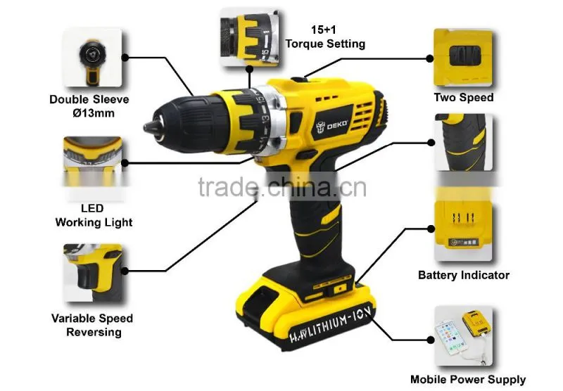 14.4V DC New Design Mobile Power Supply Lithium Battery Cordless Drill