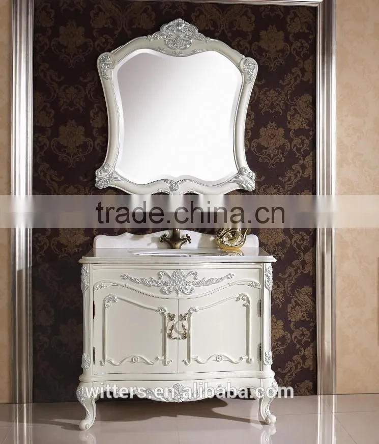 Classic bathroom vanity in small and white with single sink WTS343