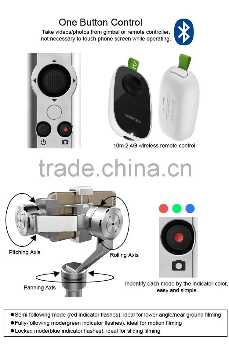 AIbird Go Pro Action Camera electrical stabilizer for Hero 3/4 and Smartphones