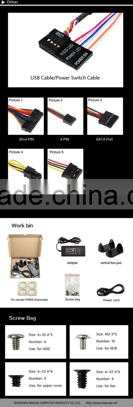 Realan G3 Mini ITX Desktop Tower With Power Supply, WIFI USB HDD, 6 COM Ports, SGCC 0.5mm Computer Tower Case