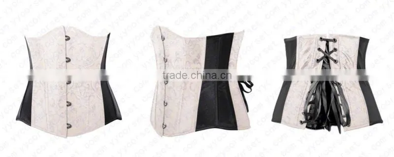 Hot sale heavy brocade fabric full steel boned tight lacing back support corset
