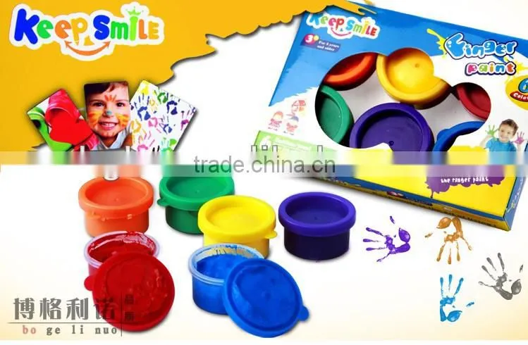 Non-toxic kids finger paints 6 colours set