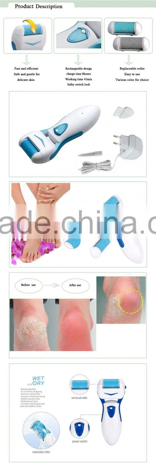Electric Callus Remover Foot Horniness Care File Dry Hard Skin Pedicure Tool