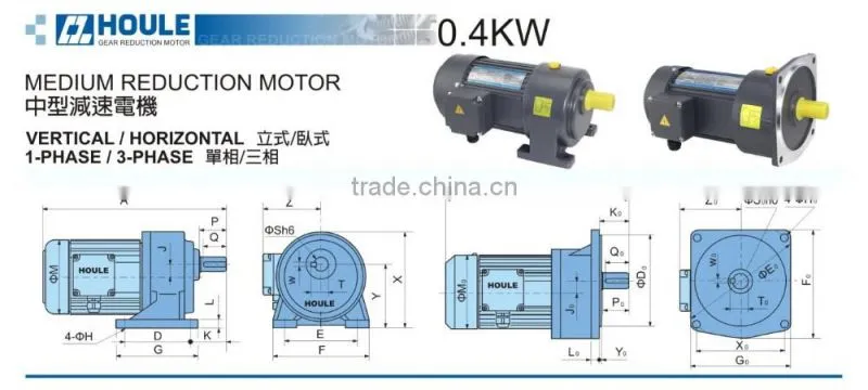 HOULE 0.4KW 110v ac small gear reduction electric motor ac synchronous gear motor