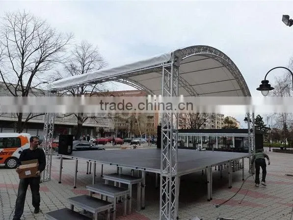 Modular square stage with 4 steps stairs with square legs